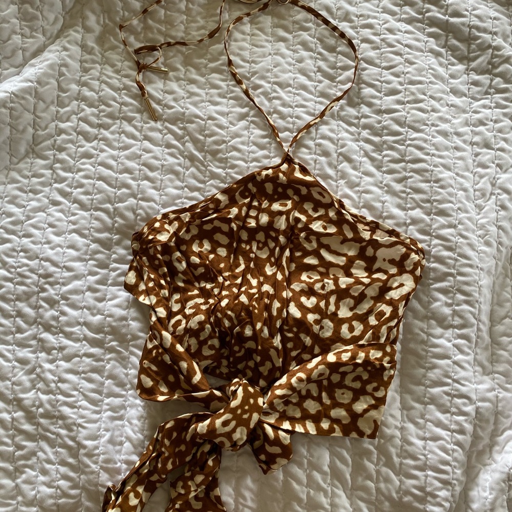 100% Silk ALEXIS halter wrap crop